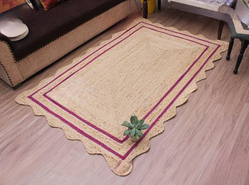 Unique Design Natural Fiber Scalloped Jute Rug