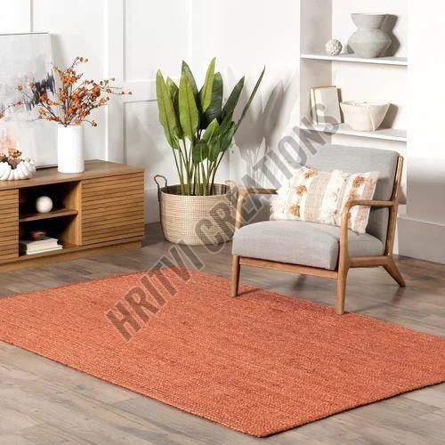 Plain Hand Woven Rust Jute Rug