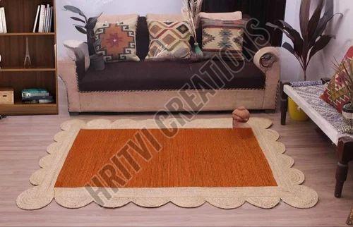 Plain Modern Orange Jute Rug