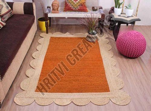 Plain Modern Orange Jute Rug