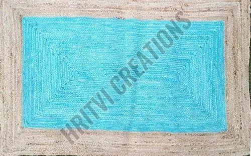 Sky Blue Handmade Natural Jute Rug