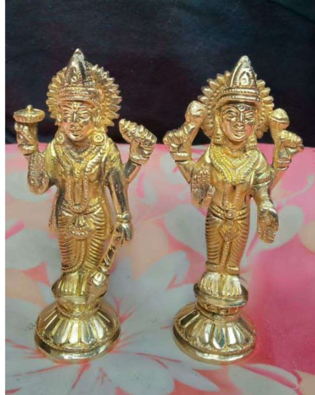 Brass Standing Lord Laxmi Vishnu Statue