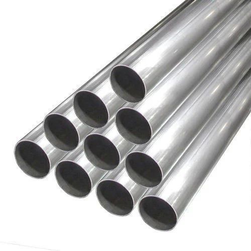 Polished 8 Inch Stainless Steel Round Pipe, Color : Silver