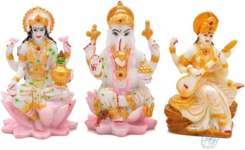 Ganesh Laxmi And Saraswati Marble Statue