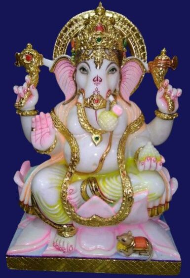 Multicolor Ganesh Marble Statue