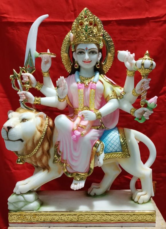 Multicolor Maa Durga Marble Statue