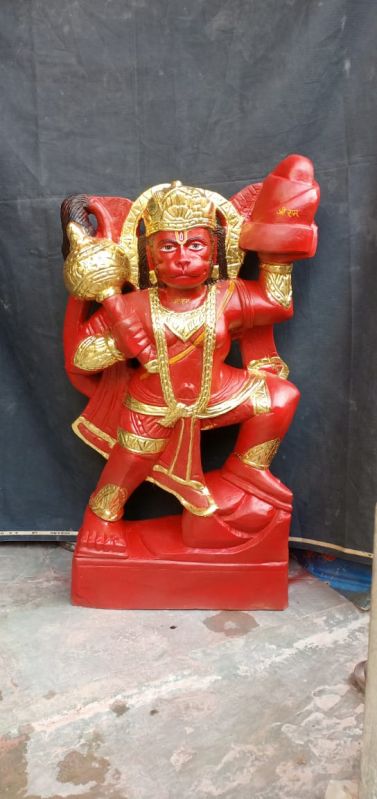 Red Marble Lord Hanuman Statue