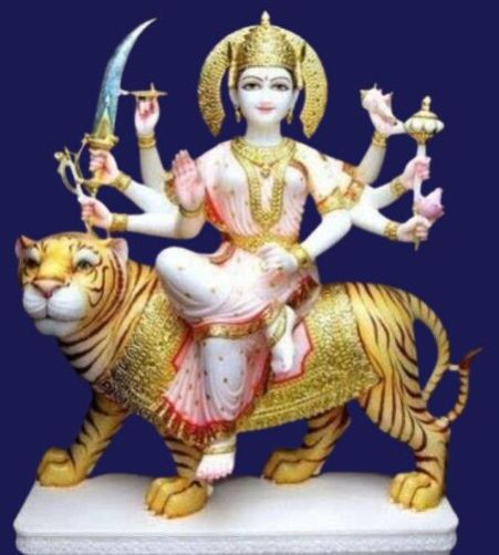 Multicolor Maa Durga Marble Statue