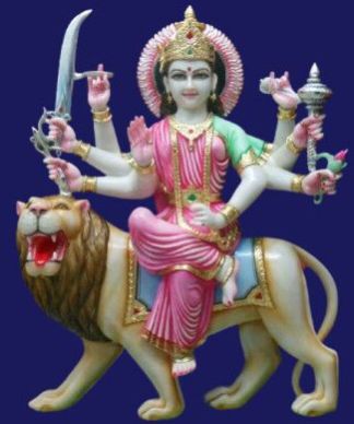 Multicolor Maa Durga Marble Statue