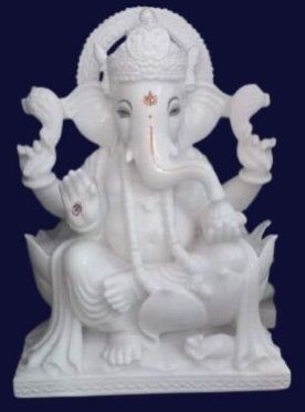 White Ganesh Marble Statue