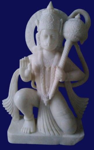 White Hanuman Marble Statue