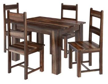 ABEL 4 SEATER SHEESHAM WOOD DINING TABLE AND CHAIR SET