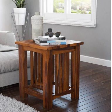 ADEBEN SOLID WOOD 2 TIER END TABLE