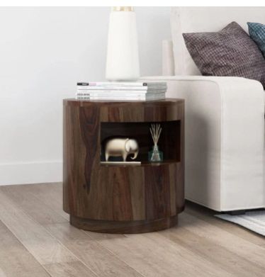 ADEM SOLID WOOD ROUND END TABLE