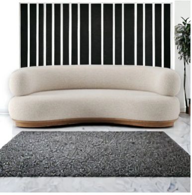 BALWINA 3 SEATER SOFA OAK WOOD & FABRIC