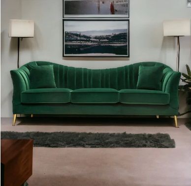 BARDHYL 3 SEATER FABRIC SOFA GREEN