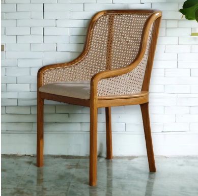 BEREN TEAK WOOD RATTAN DINING CHAIR