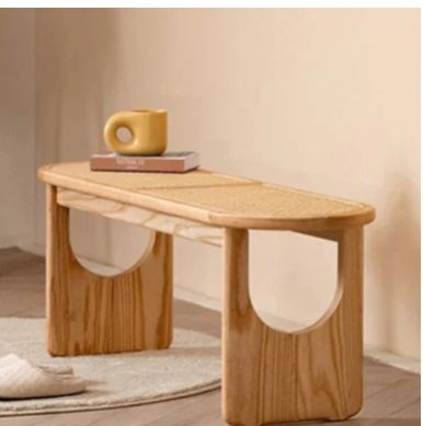 Eilis Solid Ash Wood Rattan Bench