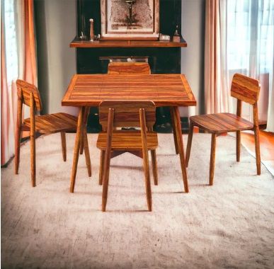 EISA 4 SEATER SHEESHAM WOOD DINING TABLE SET WITH CHAIRS