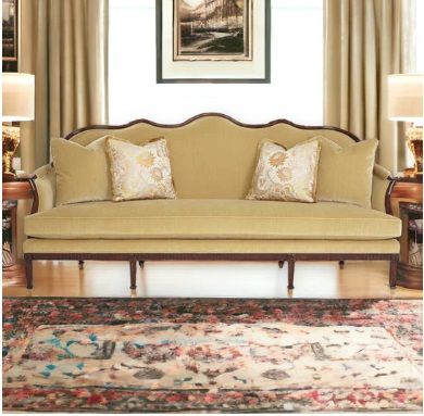 INES TEAK & FABRIC 3 SEATER SOFA