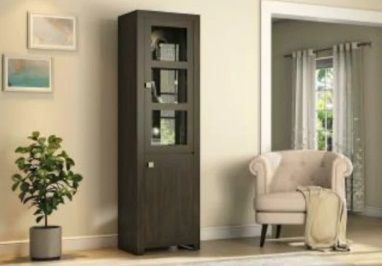 JADEN SINGLE GLASS DOOR BOOKSHELF CABINET MANGO WOOD