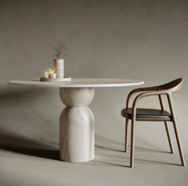 JANA OVEL TRAVERTINE STONE DINING TABLE