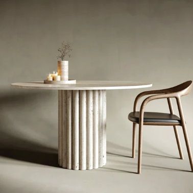 JANIS OVEL TRAVERTINE STONE DINING TABLE