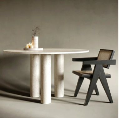 JEN OVEL TRAVERTINE STONE DINING TABLE
