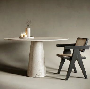 JEREN OVEL TRAVERTINE STONE DINING TABLE