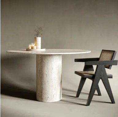 JERI OVEL TRAVERTINE STONE DINING TABLE