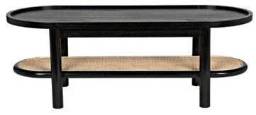 LUCIA SOLID TEAK WOOD & RATTAN COFFEE TABLE