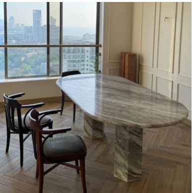 MAKALO BROWN MARBLE DINING TABLE