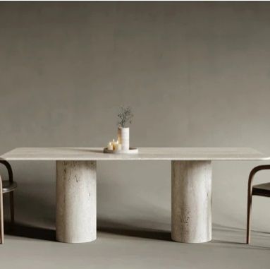 MANCE RECTANGULAR TRAVERTINE DINING TABLE