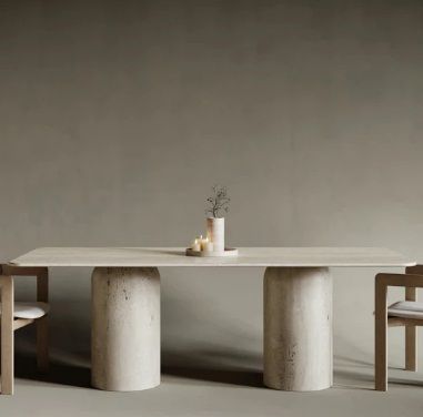 MANILA RECTANGULAR TRAVERTINE DINING TABLE