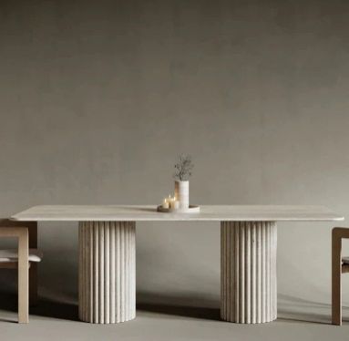 MANSI RECTANGULAR TRAVERTINE DINING TABLE