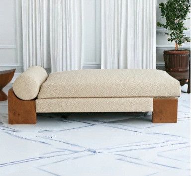 Mariel Teak Wood Boucle Daybed