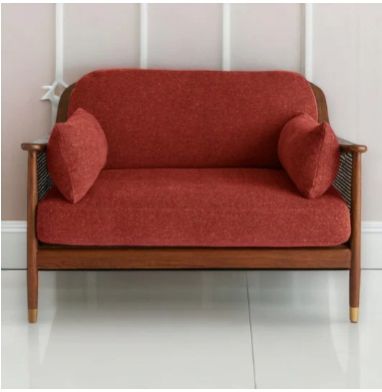 Marika 1 Seater Teak Wood Rattan Brass Sofa