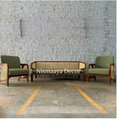 Marvin Solid Teak Wood Rattan Sofa