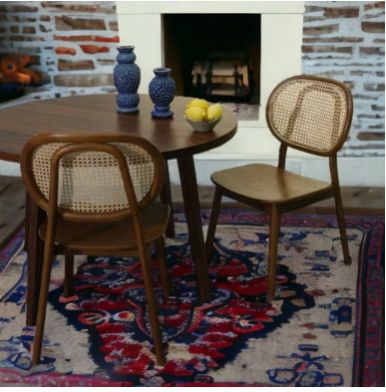 MELOITA TEAK WOOD & RATTAN DINING CHAIR