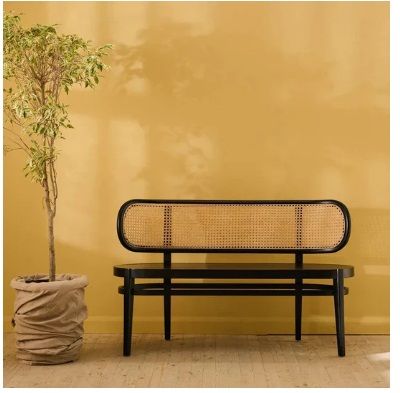 MUSK TEAK RATTAN BENCH