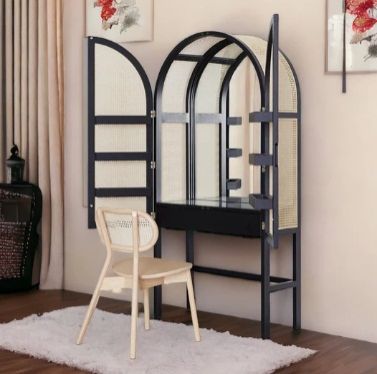 NAARAH OAK & RATTAN DRESSING CABINET