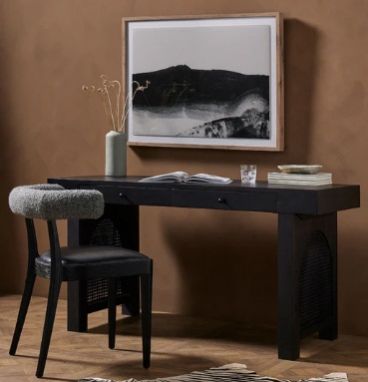 NICK SOLID MANGO WOOD & RATTAN DESK