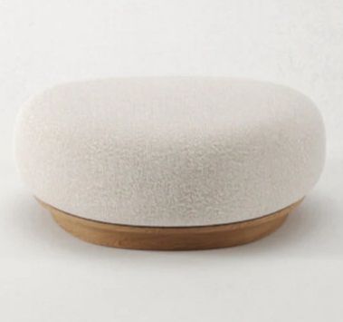 Nismaaya Aimon Oak Wood Fabric Ottoman