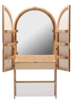 NISMAAYA NAARAH WHITE OAK & RATTAN DRESSING CABINET