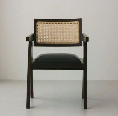 NISMAAYA NAAVA DARK WALNUT FINISH & RATTAN DINING CHAIR BLACK