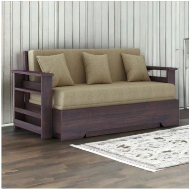 NOVADREAM 3 SEATER WALNUT SOFA CUM BED SHEESHAM WOOD