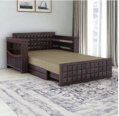 QUIKLOUNGE 2 SEATER WALNUT SOFA CUM BED SHEESHAM WOOD