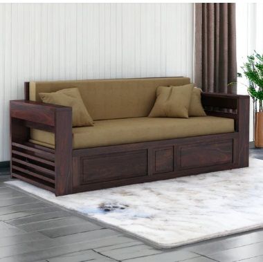 VIVAREST 3 SEATER WALNUT SOFA CUM BED SHEESHAM WOOD