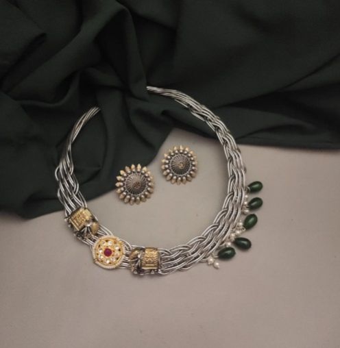 Elegant Hasli Choker Women Necklace Set with Elephant Design