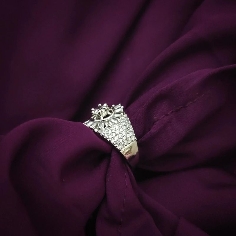 Sparkling Cz Adjustable Finger Ring For Stylish Women